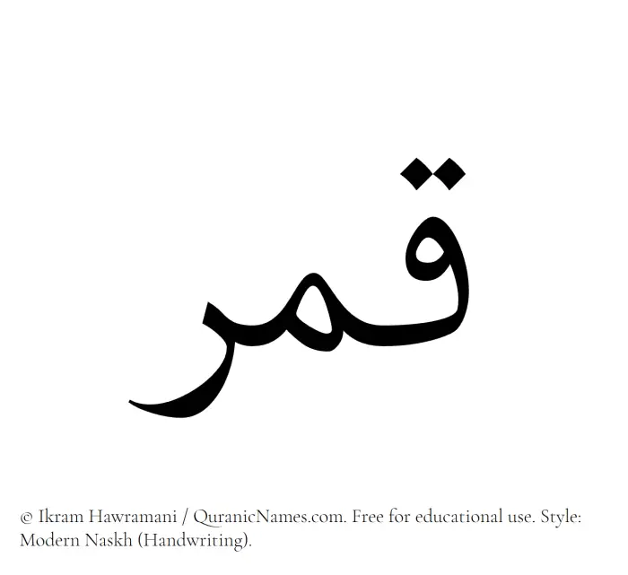 The Muslim name Qamar written in naskh script