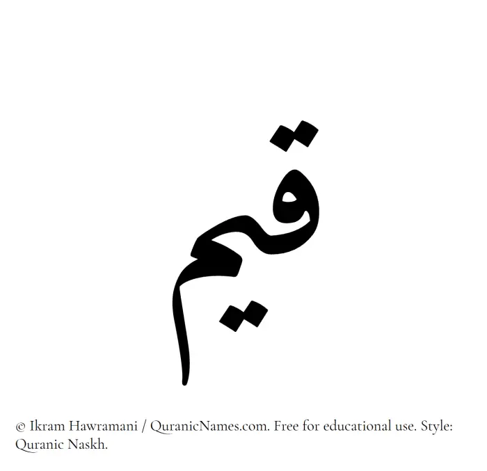 The Muslim name Qayyim written in Quranic naskh script