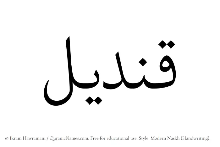 The Muslim name Qindil written in naskh script
