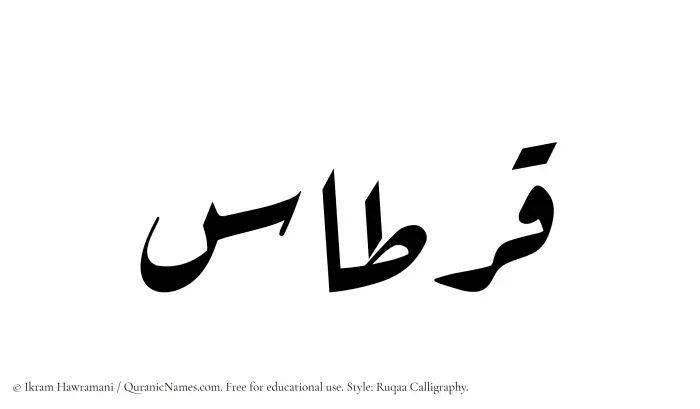 The Muslim name Qirtas written in Ruqaa calligraphic script