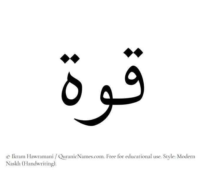 The Muslim name Quwa written in naskh script