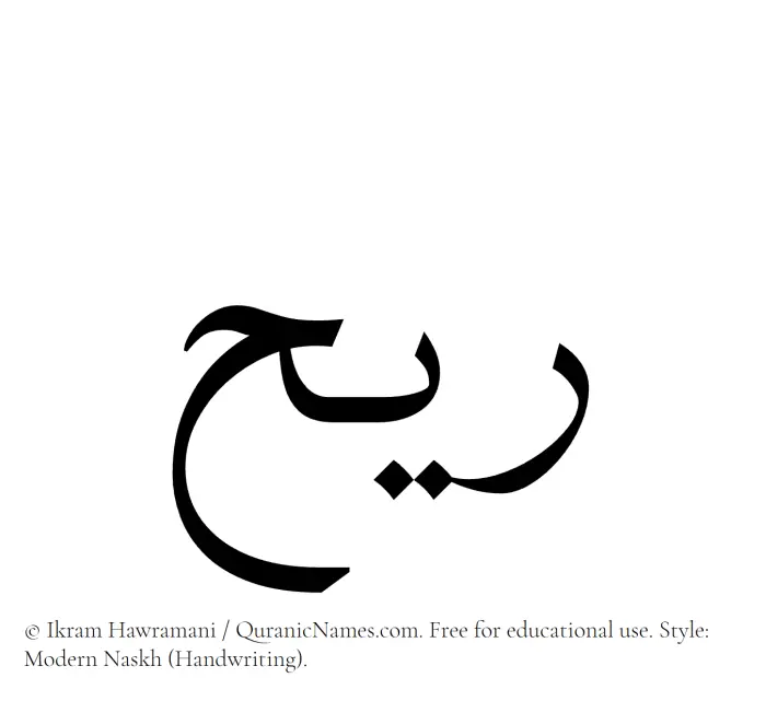 The Muslim name Rayyih written in naskh script
