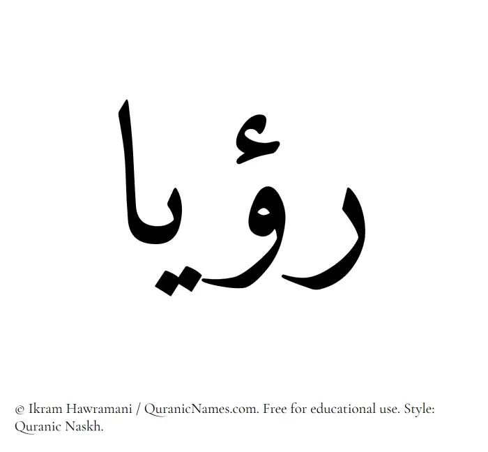 The Muslim name Rouyaa written in Quranic naskh script