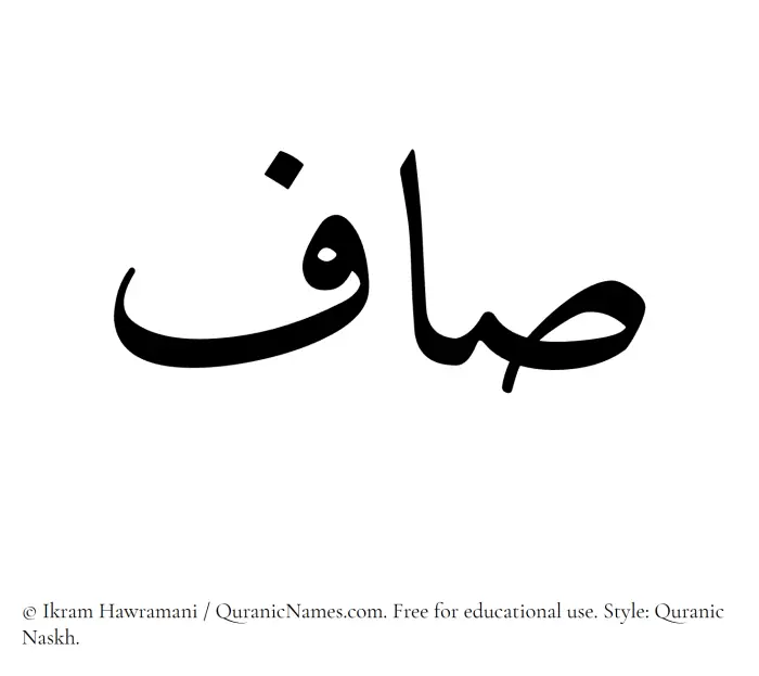 The Muslim name Saaf written in Quranic naskh script