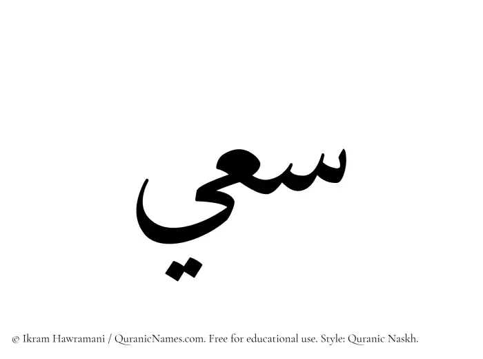 The Muslim name Saaie written in Quranic naskh script
