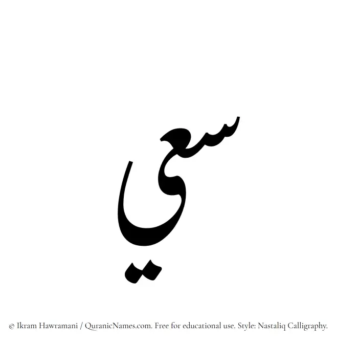 The Muslim name word Saaie written in Nastaliq calligraphic script