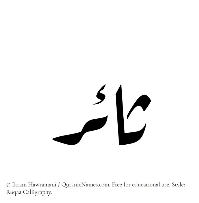 The Muslim name Saair written in Ruqaa calligraphic script