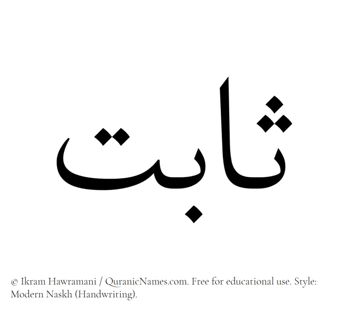 The Muslim name Sabit written in naskh script