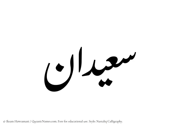 The Muslim name word Saeedan written in Nastaliq calligraphic script