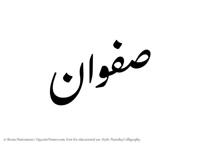 The Muslim name word Safwan written in Nastaliq calligraphic script