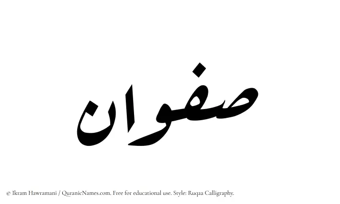 The Muslim name Safwan written in Ruqaa calligraphic script