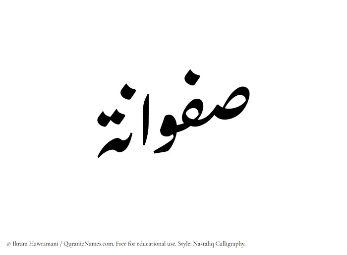 The Muslim name word Safwana written in Nastaliq calligraphic script