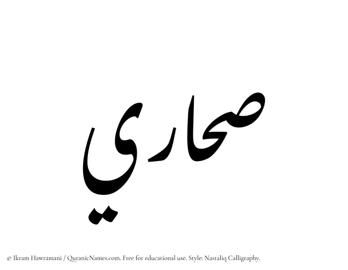 The Muslim name word Sahari written in Nastaliq calligraphic script