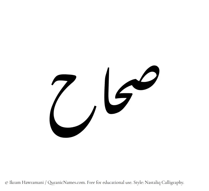 The Muslim name word Sahhah written in Nastaliq calligraphic script