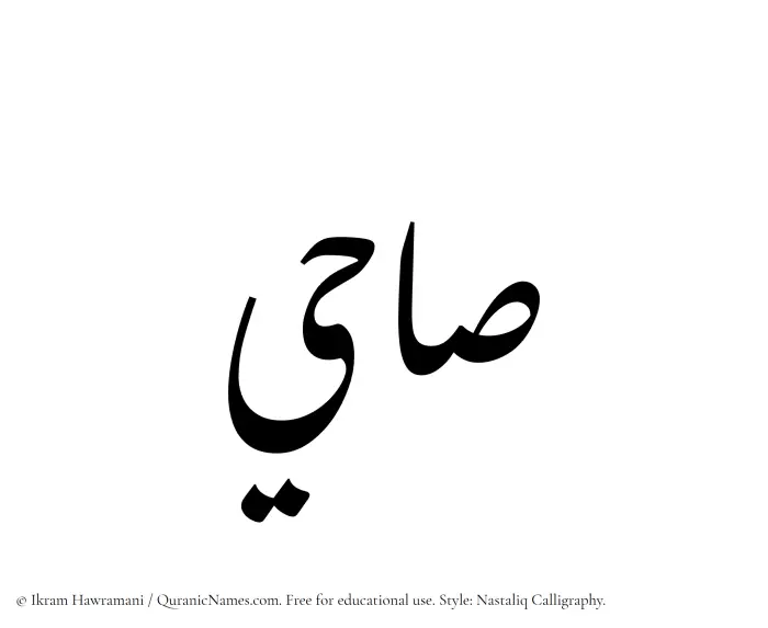 The Muslim name word Sahi written in Nastaliq calligraphic script