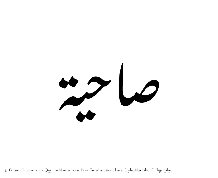 The Muslim name word Sahiyah written in Nastaliq calligraphic script