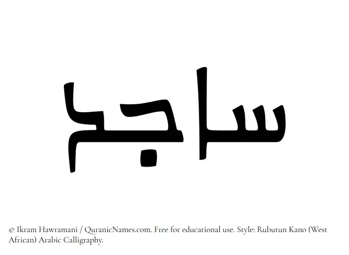 The Muslim name Sajid written in Rubutun Kano calligraphic script