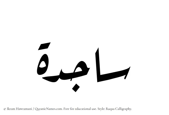 The Muslim name Sajida written in Ruqaa calligraphic script