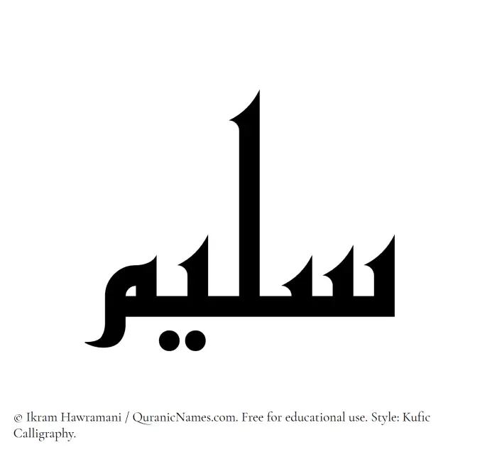 The Arabic word Saleem written in Kufi/Kufic calligraphic script
