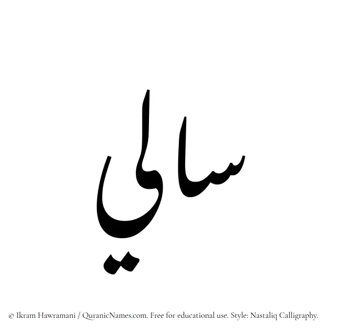 The Muslim name word Sali written in Nastaliq calligraphic script