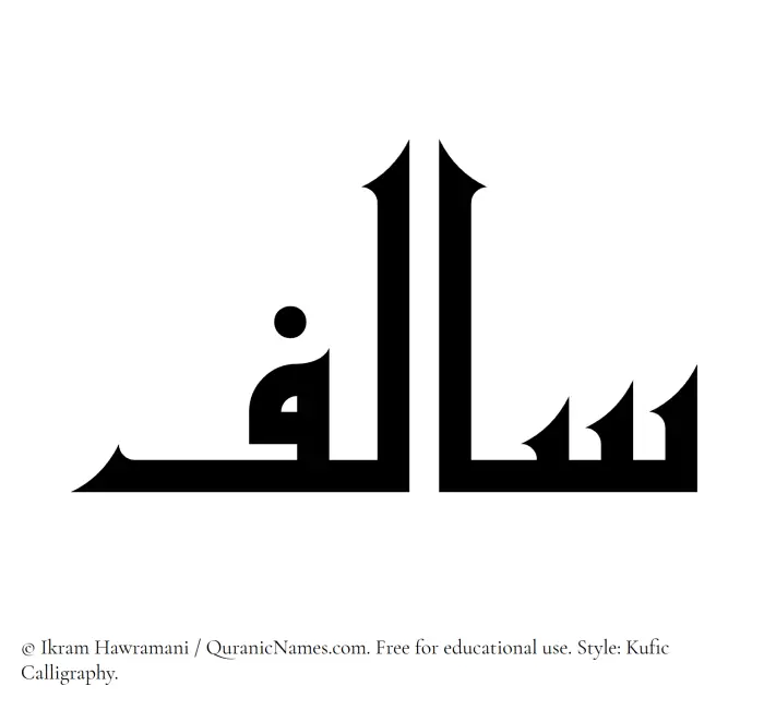 The Muslim name Salif written in Kufi/Kufic calligraphic script