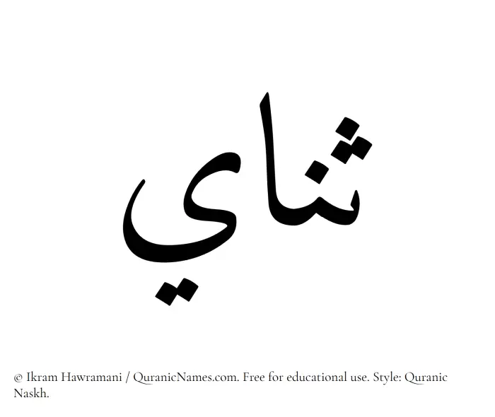 The Muslim name Sanai written in Quranic naskh script