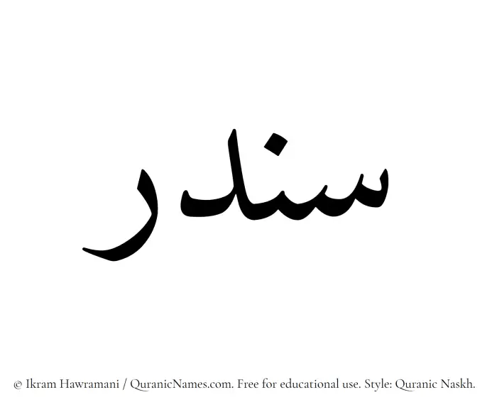 The Muslim name Sandar written in Quranic naskh script