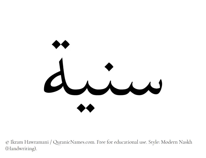The Muslim name Saniyya written in naskh script
