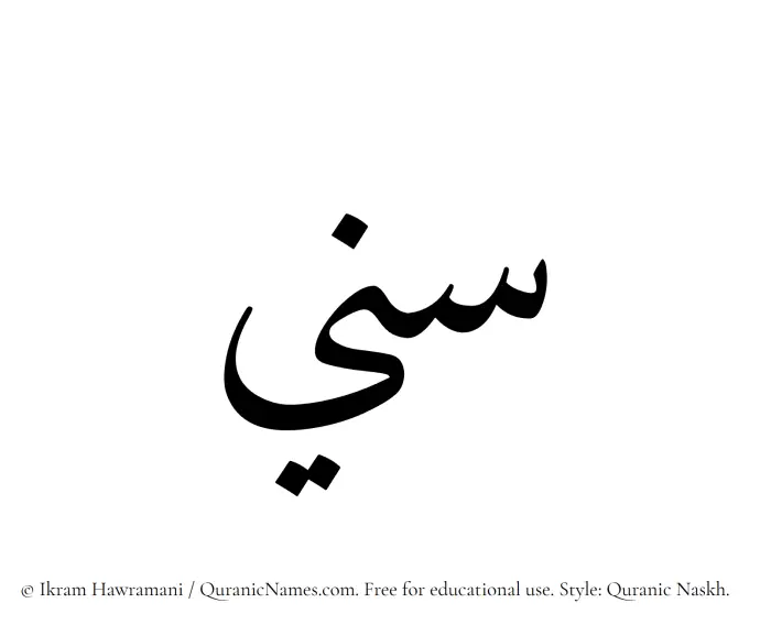 The Muslim name Sannee written in Quranic naskh script