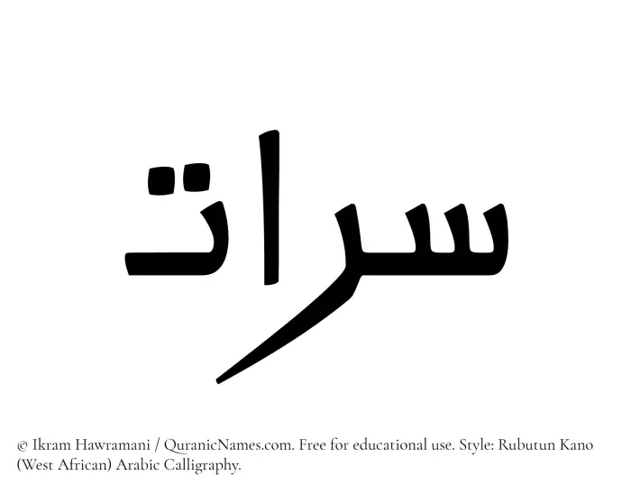The Muslim name Sarraat written in Rubutun Kano calligraphic script
