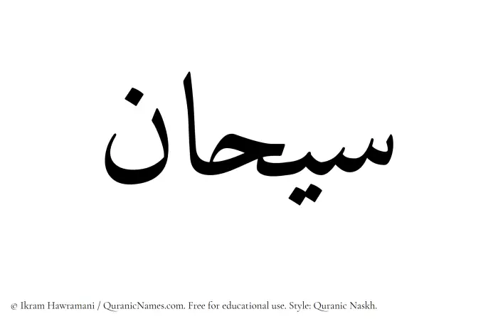 The Muslim name Sayhan written in Quranic naskh script