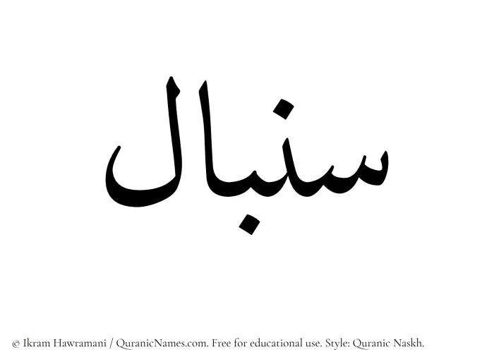 The Muslim name Senbal written in Quranic naskh script