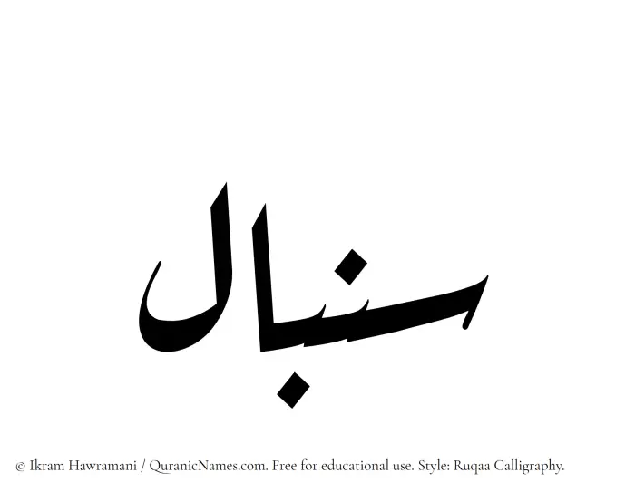 The Muslim name Senbal written in Ruqaa calligraphic script