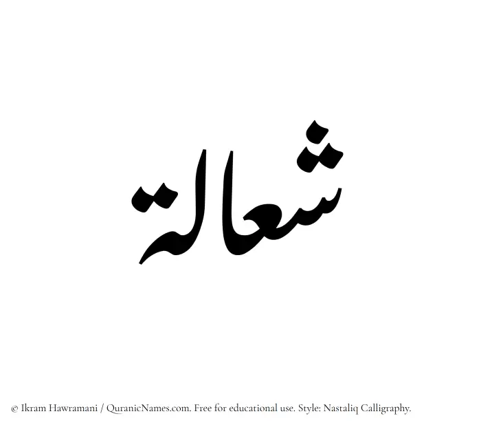 The Muslim name word Shaalah written in Nastaliq calligraphic script