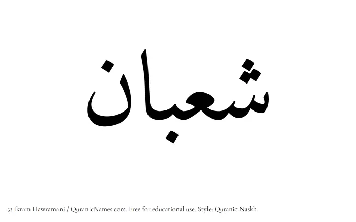The Muslim name Shaban written in Quranic naskh script