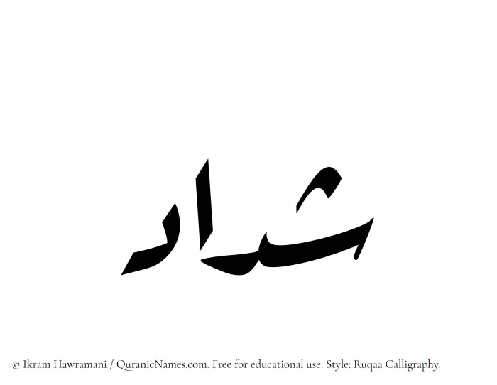The Muslim name Shaddad written in Ruqaa calligraphic script
