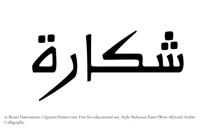 The Muslim name Shakkarah written in Rubutun Kano calligraphic script