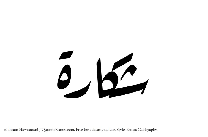 The Muslim name Shakkarah written in Ruqaa calligraphic script