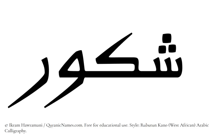 The Muslim name Shakur written in Rubutun Kano calligraphic script