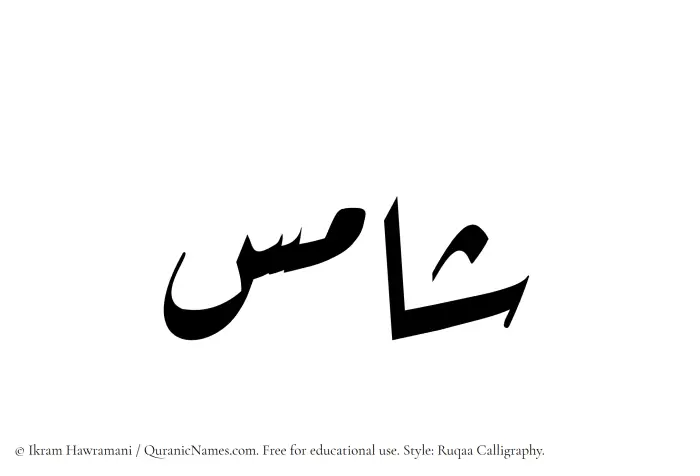 The Muslim name Shamis written in Ruqaa calligraphic script