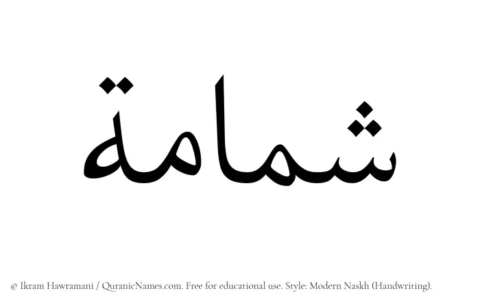 The Muslim name Shammamah written in naskh script