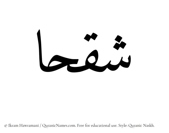 The Muslim name Shaqhaa written in Quranic naskh script