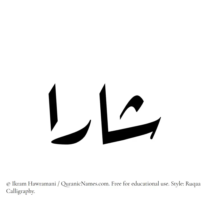 The Muslim name Sharaa written in Ruqaa calligraphic script
