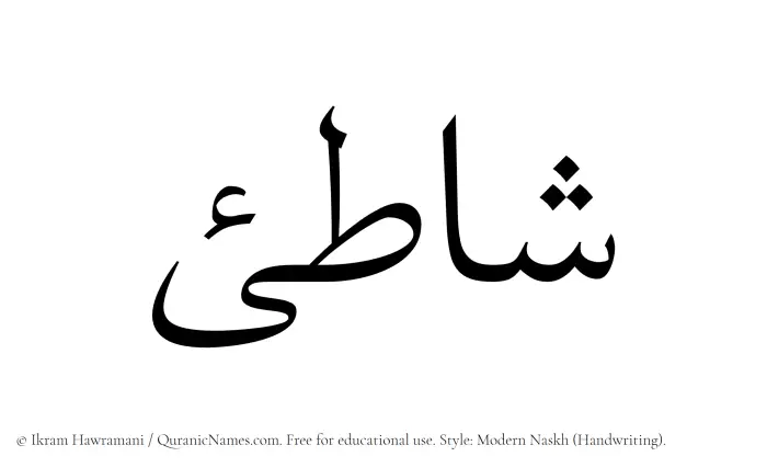 The Muslim name Shati written in naskh script