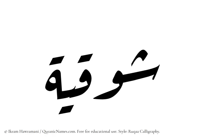 The Muslim name Shawqiyyah written in Ruqaa calligraphic script