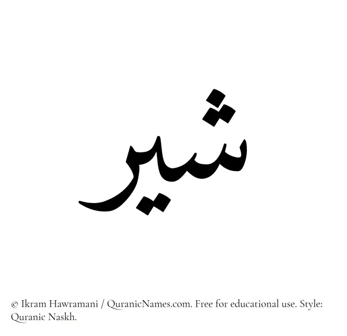 The Muslim name Shayyir written in Quranic naskh script
