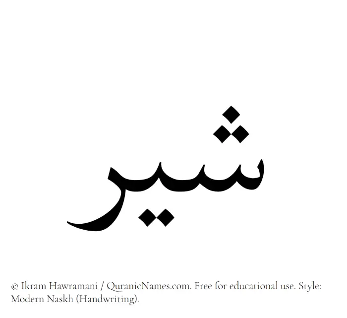 The Muslim name Shayyir written in naskh script