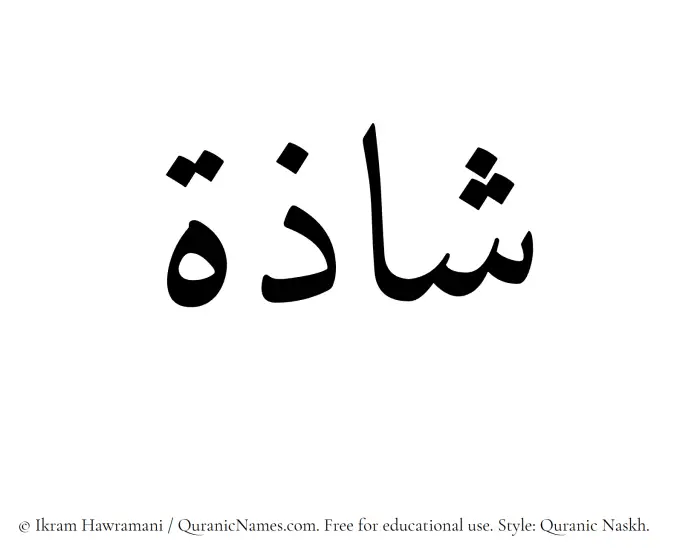 The Muslim name Shazah written in Quranic naskh script