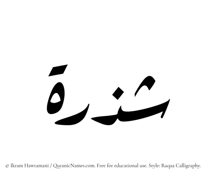 The Muslim name Shazrah written in Ruqaa calligraphic script