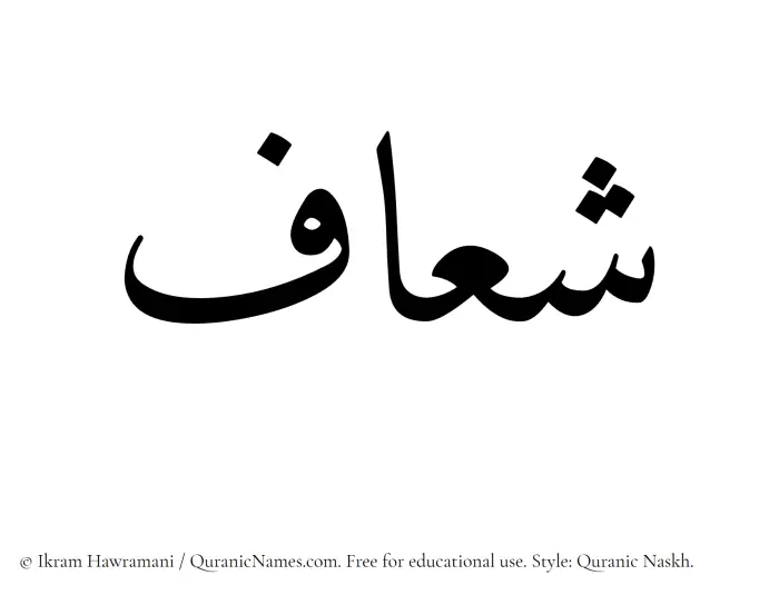 The Muslim name Sheaaf written in Quranic naskh script